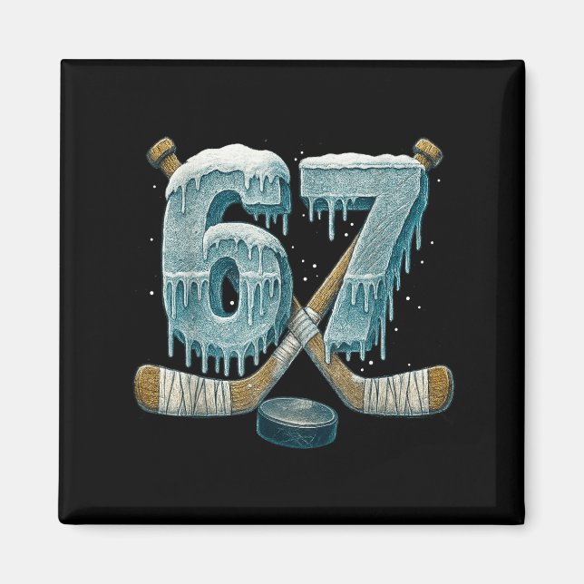 Imán 67 Six Seven Hockey Drip Number Funny 6 7 Meme  (Frente)