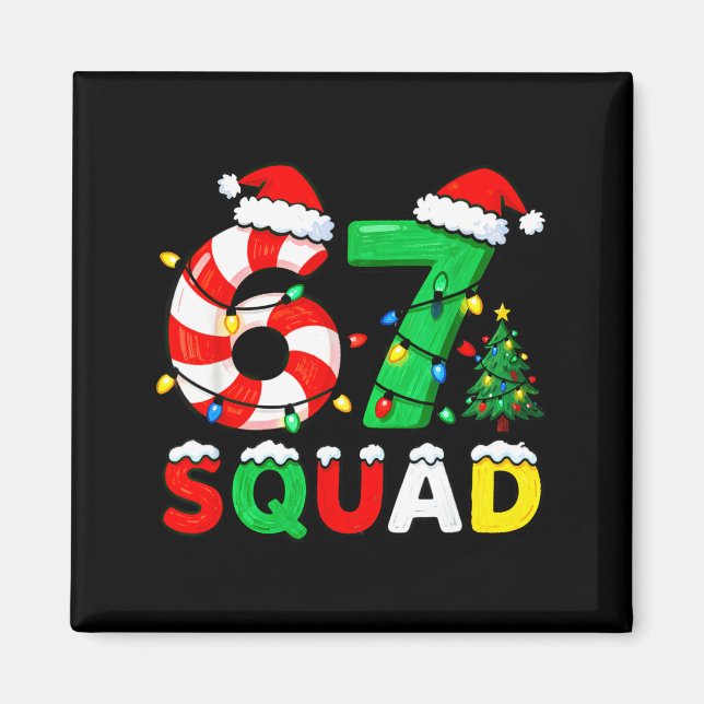 Imán 67 Squad Christmas Candy Cane Six Seven Meme Xmas  (Frente)