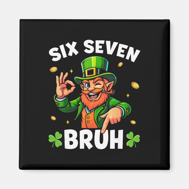Imán 67 St Patricks Divertido Seis Siete Meme Leprechau (Frente)
