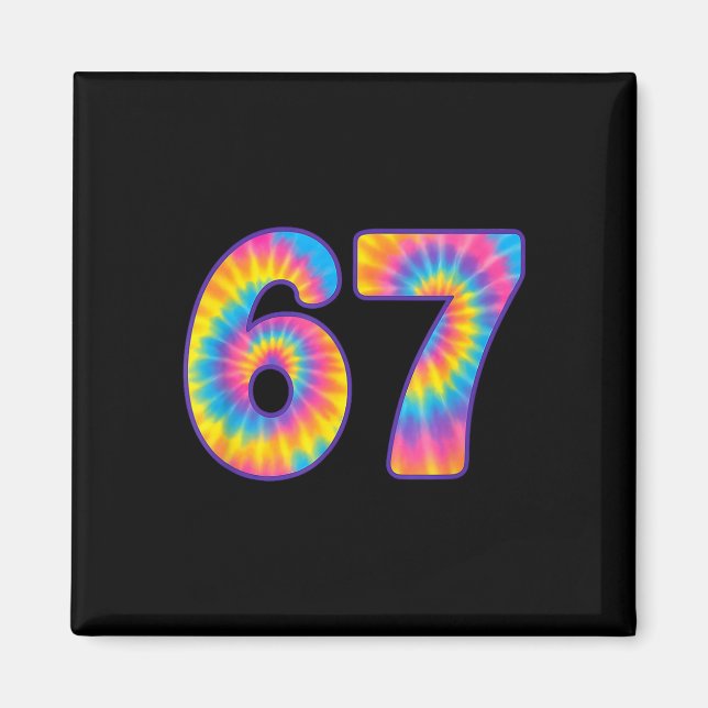 Imán 67 Tie Dye Retro Meme Seis Siete  (Frente)