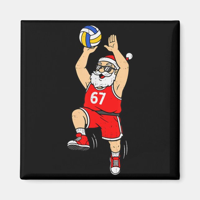 Imán 67 voleibol Santa Seis Siete Meme Navidad Srt M (Frente)