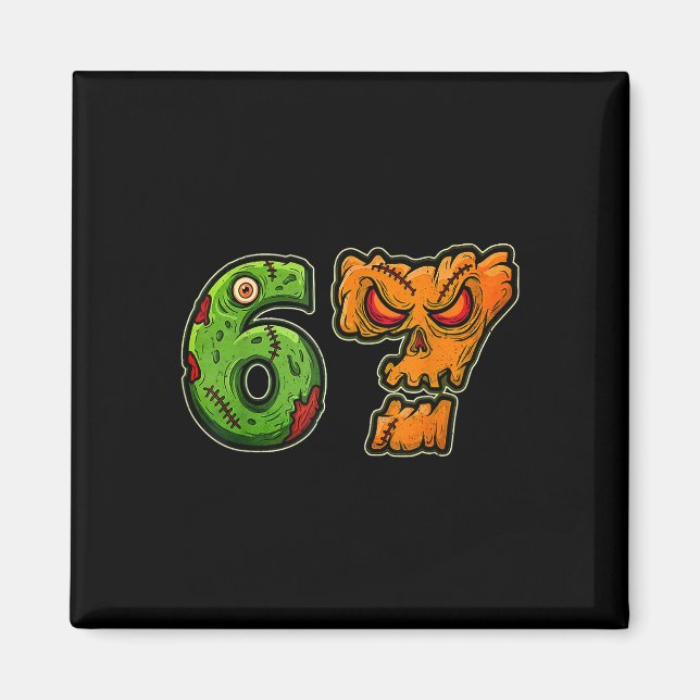 Imán 67 Zombie Pumpkin Six Seven Halloween Meme Costume (Frente)