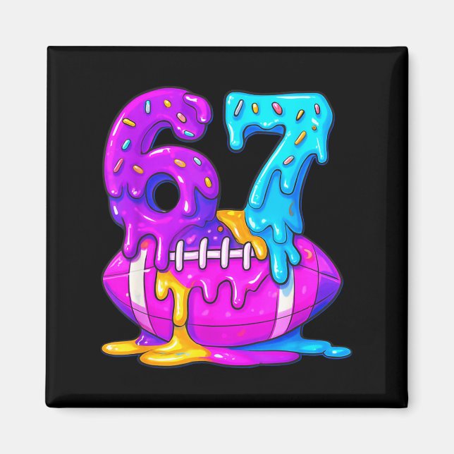 Imán 67th Birthday Ice Cream American Football Drip 6 7 (Frente)