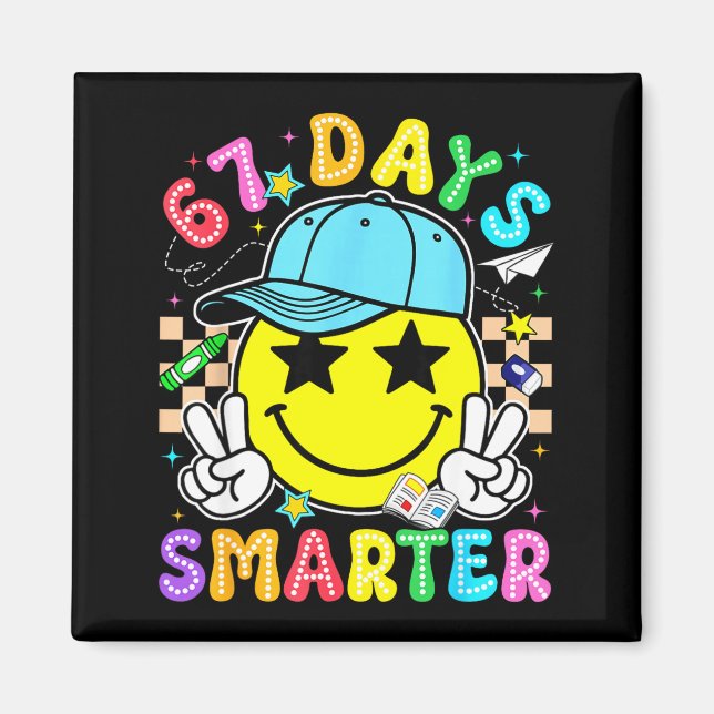 Imán 67th Day Of School 67 Days Smarter Teacher Boy Gir (Frente)