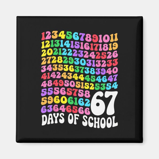 Imán 67th Day Of School Teacher 67 Days Math Numbers  (Frente)