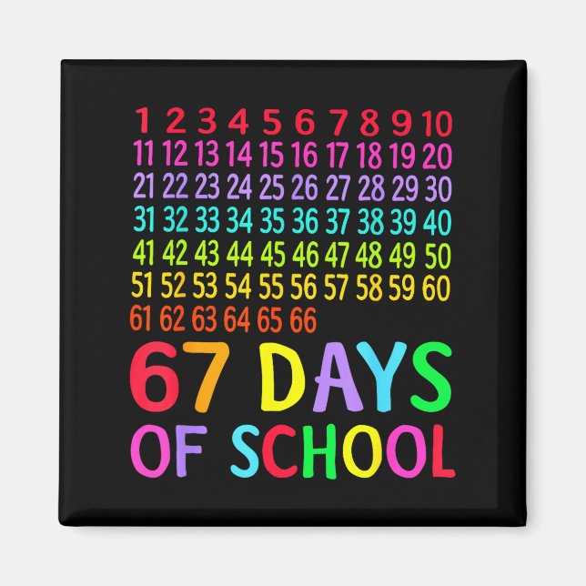 Imán 67th Day Of School Teacher Kids 67 Math Numbers 10 (Frente)