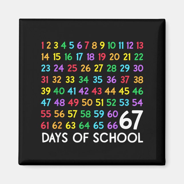 Imán 67th Day Of School Teacher Kids 67 Math Numbers 10 (Frente)