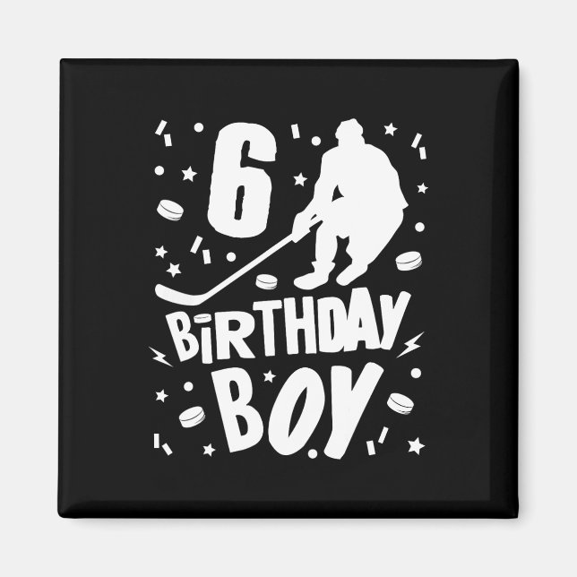 Imán 6.º Nacimiento Niños de Hockey sobre Hielo Fiesta  (Frente)