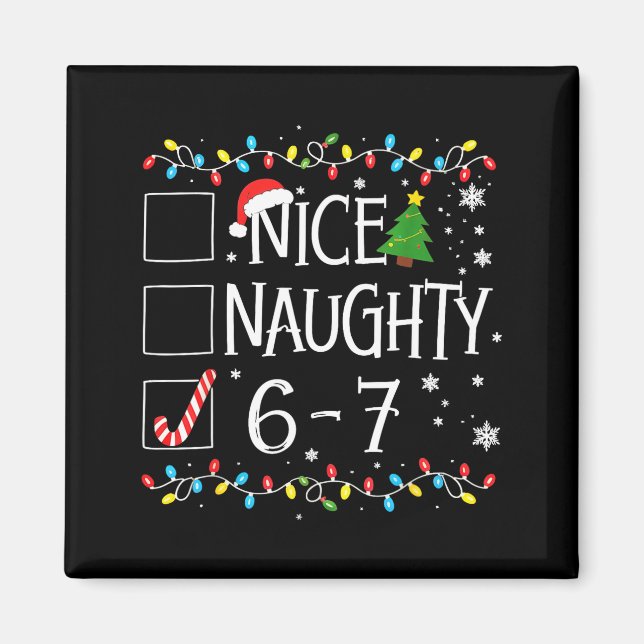 Imán 6-7 Meme Nice Naughty 67 Christmas  (Frente)