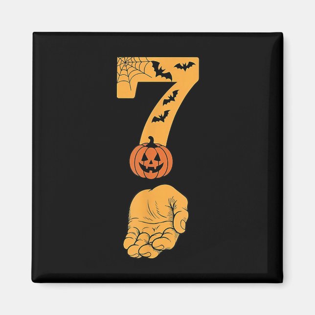Imán 6 7 Seis Siete Meme Con Mano Telaraña Halloween  (Frente)