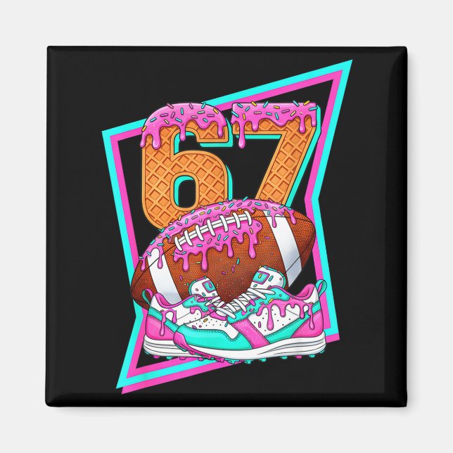 Imán 6 7 Six Seven Meme American Football Drip Number 6 (Frente)