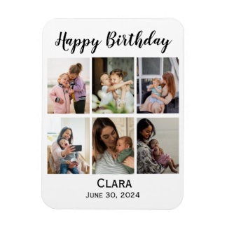 Imán 6 Cumpleaños del guión personalizado del Collage d