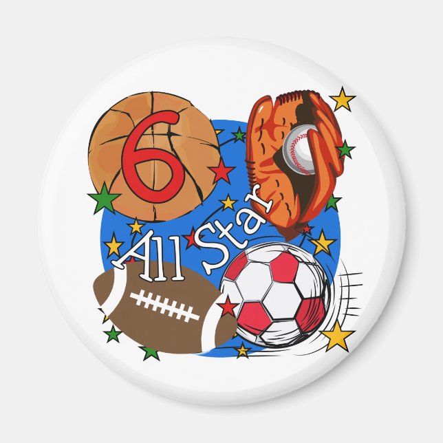 Imán 6tas camisetas y regalos del cumpleaños de All Sta (Frente)