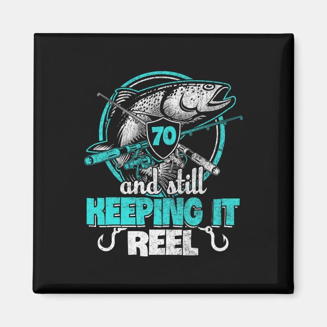 Imán 70.ª Pesca Funny Cumpleaños Pescador Camisas Keepi (Frente)