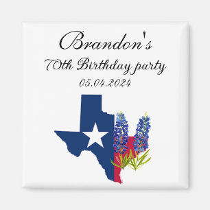 Imán 70.º cumpleaños Bluebonnets Floral de Texas