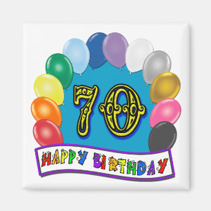 Imán 70.o cumpleaños feliz con los globos