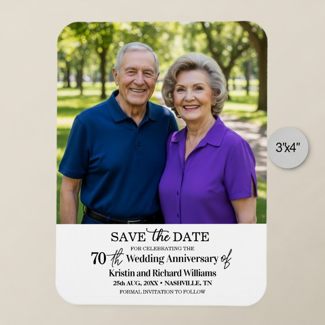 Imán 70th Wedding Anniversary Save the Date Photo (Subido por el creador)