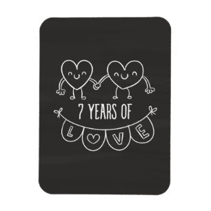 Imán 7.º Aniversario Gift Chalk Hearts