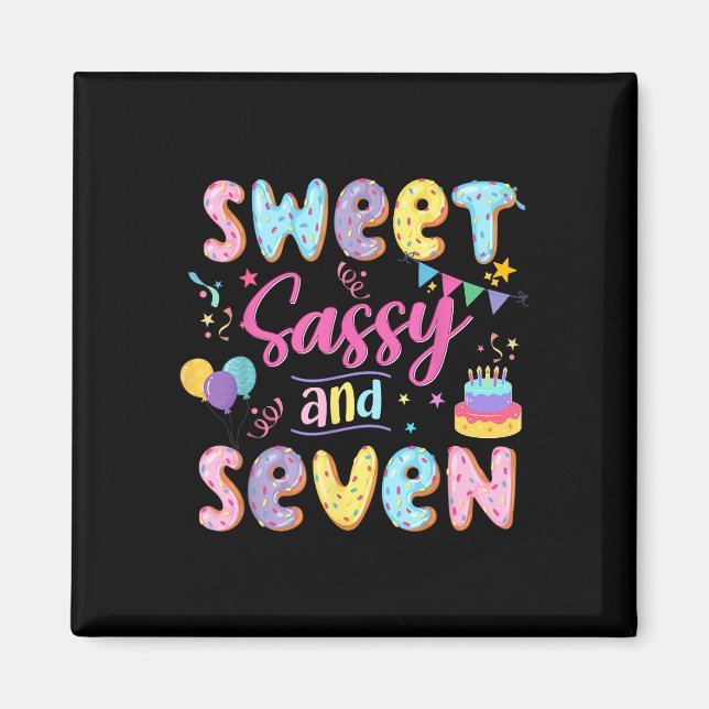 Imán 7 Aniversario Chica Dulce Sassy Y Siete Donut 7 Ye (Frente)