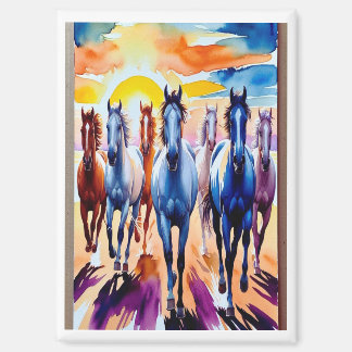 Imán 7 Caballos Blancos Corriendo al Amanecer,Decoració