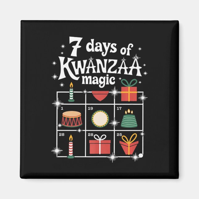 Imán 7 Días De Kwanzaa Kinara Magic Festive Magic Symbo (Frente)