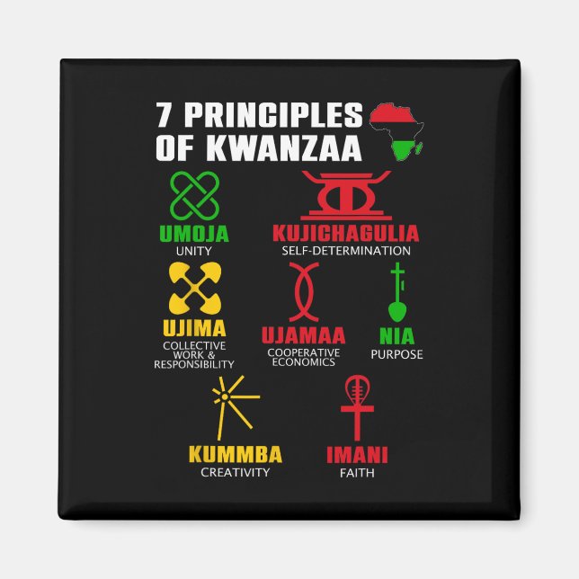Imán 7 Principios De Kwanzaa Celebración Pan Africano (Frente)