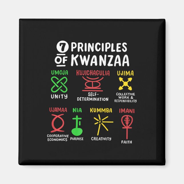 Imán 7 Principios De Kwanzaa Hombres Africanos Negros (Frente)