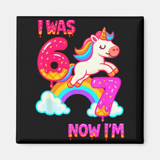 Imán 7 Year Old Birthday 67 Was 6 Now I'm 7 Dabbing Uni (Frente)