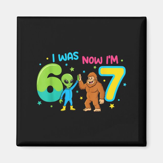 Imán 7 Year Old Birthday Alien 6 Now I'm 7 67 Funny For (Frente)