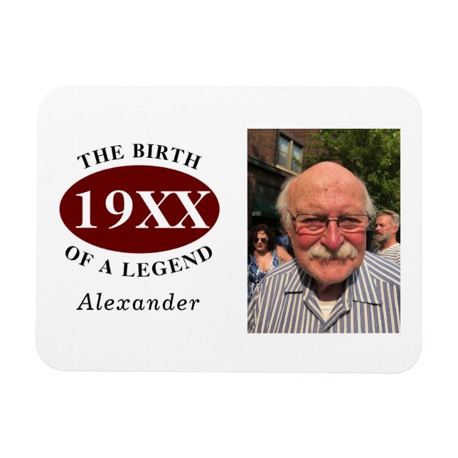 Imán 80.ª Plantilla De Fotos De Cumpleaños Nacimiento D (Horizontal)