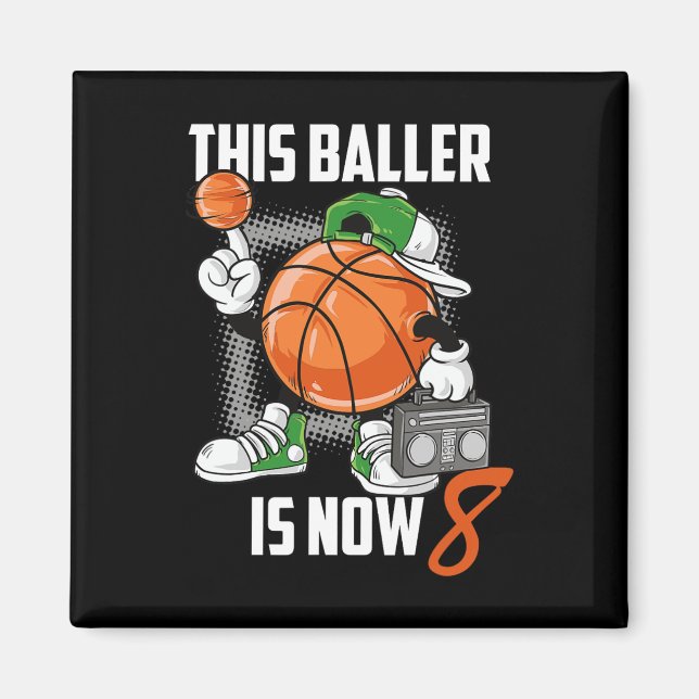 Imán 8.ª diversión de jugador de básquetbol de 8 años (Frente)