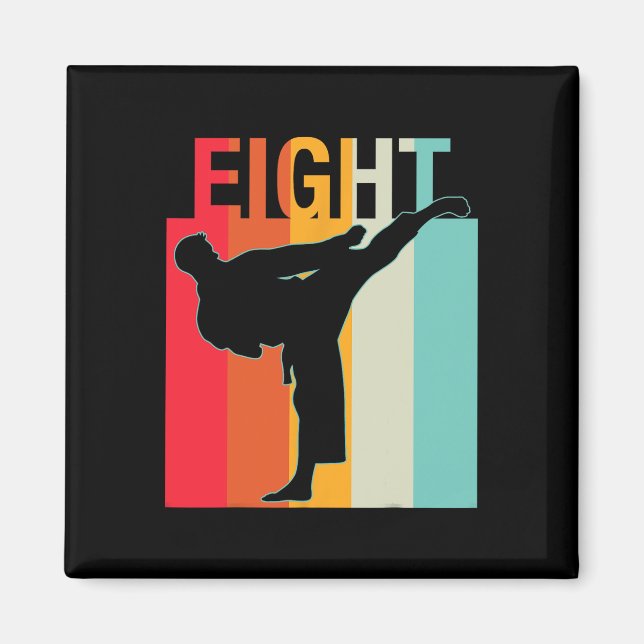Imán 8.ª Regalos de Cumpleaños Karate Retro Taekwondo M (Frente)