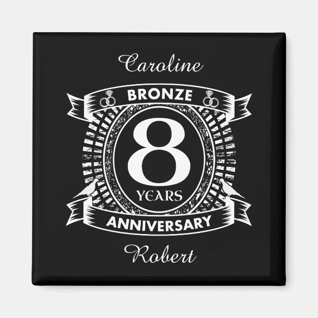 Imán 8.º bronce del aniversario del boda (Frente)