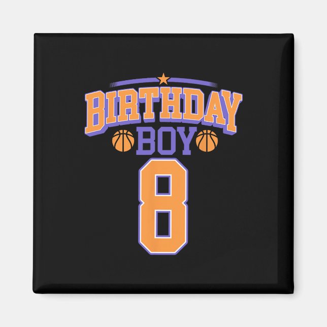 Imán 8.º cumpleaños Básquetbol de más de 8 años (Frente)