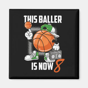 Imán 8.º cumpleaños Bysketbyll Player Diversión de niño