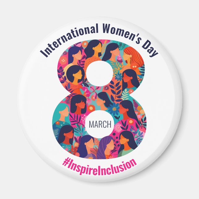 Imán 8 de marzo Día Internacional de la Mujer (Frente)