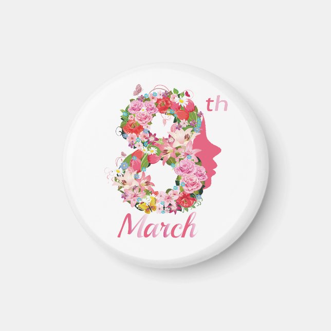 Imán 8 de marzo Día Internacional de la Mujer (Frente)