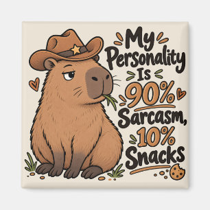 Imán 90% Sarcasmo 10% Snacks divertido capibara