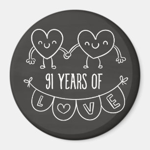 Imán 91° Aniversario Gift Chalk Hearts