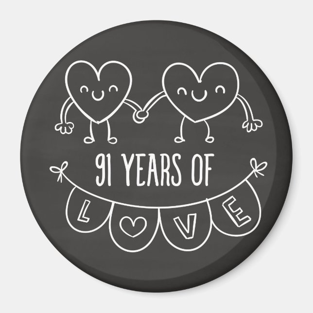 Imán 91° Aniversario Gift Chalk Hearts (Frente)