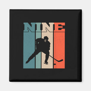 Imán 9.º Chica de Hockey sobre Hielo Retro de Cumpleaño