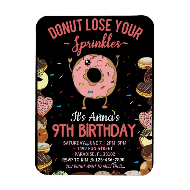 Imán 9.º cumpleaños, no pierdas la invitación de tus Ch (Vertical)