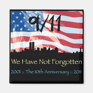 Imán 9/11 10mo aniversario WTC y la bandera