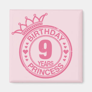 Imán 9 años - princesa del cumpleaños - rosa