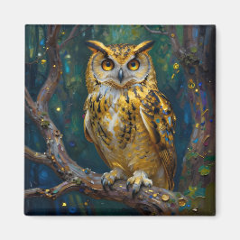 Imán A Blue and Gold Majestic Owl  