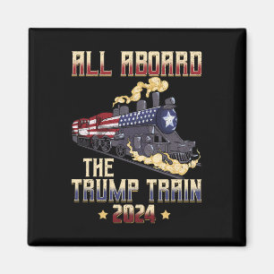 Imán A bordo del tren Trump 2024 Bandera Estadounidense