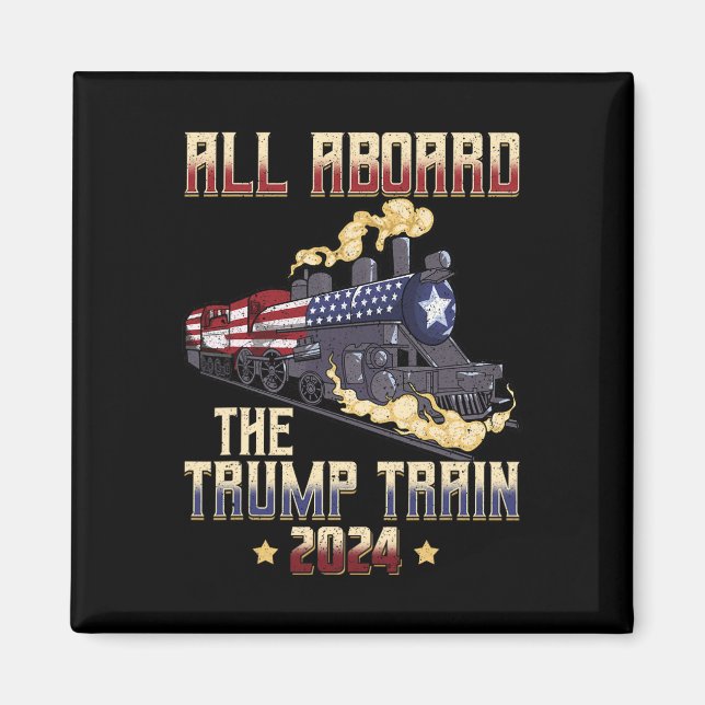 Imán A bordo del tren Trump 2024 Bandera Estadounidense (Frente)
