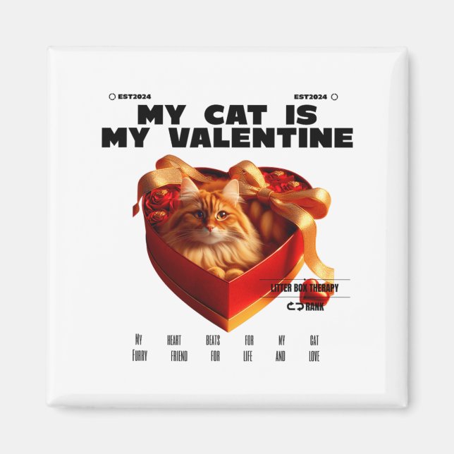 Imán A Cat In The Box Therapy Happy Valentine Day Funny (Frente)