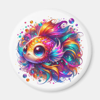 Imán A colorfull chibi-style fish in rainbowcolors