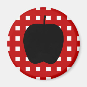 Imán A cuadros rojo con la silueta de Apple